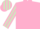 Pink, light green striped sleeves and cap