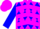 Magenta & blue diamonds, blue chevrons on magenta sleeve, magenta chevrons on blue sleeve