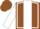 Brown, white panel, white seams on sleeves, brown cap
