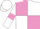 Mauve and white (quartered), white sleeves, mauve armlets, white cap