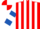 Red and white stripes, white and royal blue hooped sleeves, red and white quartered cap