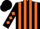 Black and orange stripes, diamonds on sleeves, black cap