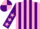 Pink and purple stripes, purple sleeves, pink stars, pink and purple quartered cap