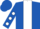 Royal blue, white stripe, royal blue sleeves, white spots