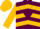 Maroon, gold chevrons, maroon chevron on gold sleeves, gold cap