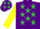 PURPLE, EMERALD GREEN stars, YELLOW sleeves, YELLOW cap, EMERALD GREEN stars