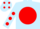 Light Blue, Red disc, Light Blue sleeves, Red spots , Light Blue cap, Red spots