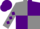 Grey and purple (quartered), diamonds on sleeves, purple cap