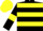 Black, yellow hoops, armlets and cap