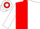 Red & white halved, white sleeves, hooped cap