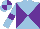 Light blue and purple diabolo, light blue sleeves, purple armlets, quartered cap