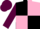Black and pink (quartered), maroon sleeves and cap