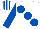 WHITE, large royal blue spots & sleeves, striped cap