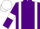 Purple body, white braces, purple arms, white armlets, white cap
