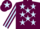 Maroon, light blue stars, striped sleeves, maroon cap, light blue star