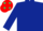 Dark blue, red cap, emerald green spots