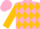 Fluorescent pink, gold diamonds body & sleeves, black trim
