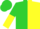 Lime green & yellow halves, white trim