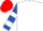 White, Royal Blue and White hooped sleeves, Red cap