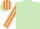 Light green, orange striped sleeves and cap