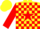 Yellow, red star, red blocks on sleeves, yellow cap