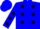 Blue, black dots