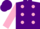 Purple, pink spots and sleeves, purple cap