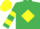 Emerald Green, Yellow diamond, hooped sleeves, Yellow cap