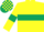 Yellow, Dark Green hoop and armlets, check cap