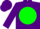 Purple, purple flower and horseshoe on green ball, purple cap