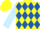 Yellow and Royal Blue diamonds, Light Blue sleeves