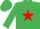 Emerald green, red star