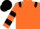 Orange, black epaulets, hooped sleeves, black cap