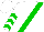 White, green sash, green chevrons on sleeves, white cap