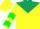 Yellow, dark green yoke and 'crf', green chevrons on sleeves, yellow cap