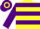 Yellow, purple hoops and sleeves, hooped cap