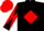 Black, red diamond, diabolo on sleeves, red cap