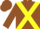 Brown, brown 'rs' on yellow cross sashes