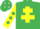 Emerald green, yellow cross of lorraine, yellow sleeves, emerald green diamonds, emerald green cap, white diamonds
