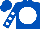 Royal Blue, White disc, Royal Blue sleeves, White spots