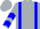 Silver, blue 'hws' and braces, blue chevrons on slvs