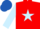 red, light blue star and sleeves, royal blue cap