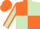 Orange and light green (quartered), light green sleeves, orange seams