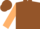 Brown, tan 'jb', brown chevrons on tan slvs