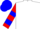 White,red and blue emblem,red and blue bars on sleeves,red and blue cap