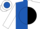 Royal Blue And White Halved Diagonally, Black Ball, Royal Blue And Black Bars On White Sleeves