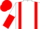 White, red braces and ks, white and red halved sleeves, red cap