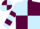Light blue and maroon (quartered), hooped sleeves, maroon and light blue quartered cap