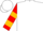 White, orange and black emblem, red and gold bars on sleeves, white cap