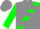 Grey, green sash, grey chevrons on green slvs